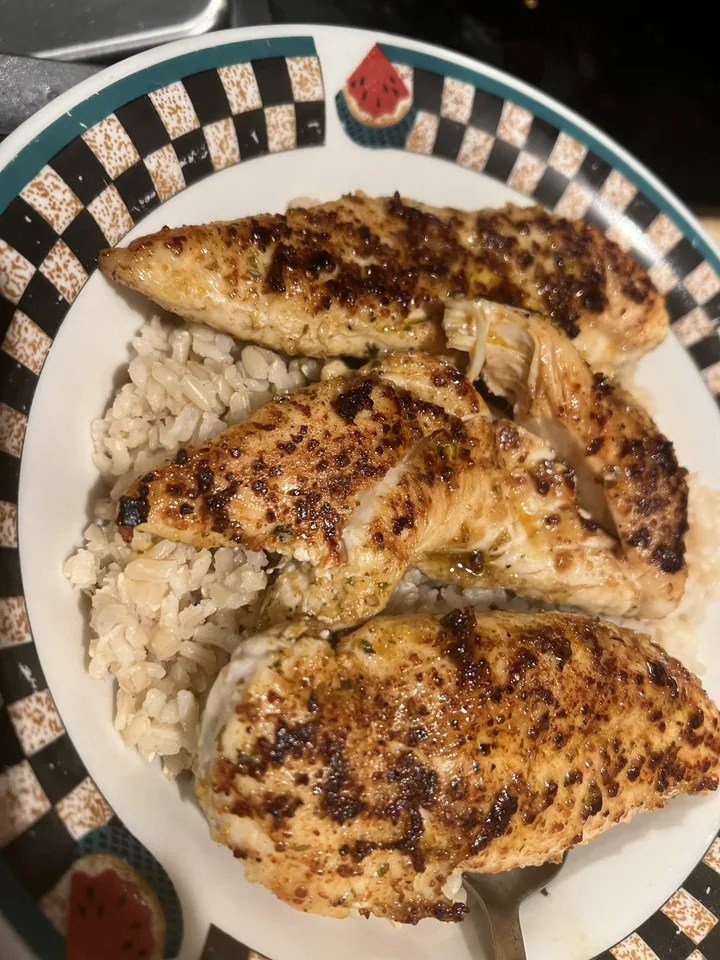 Seasoned fish served with rice