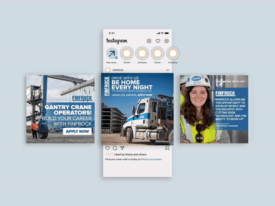 Looping FINFROCK social recruitment advertising carousel