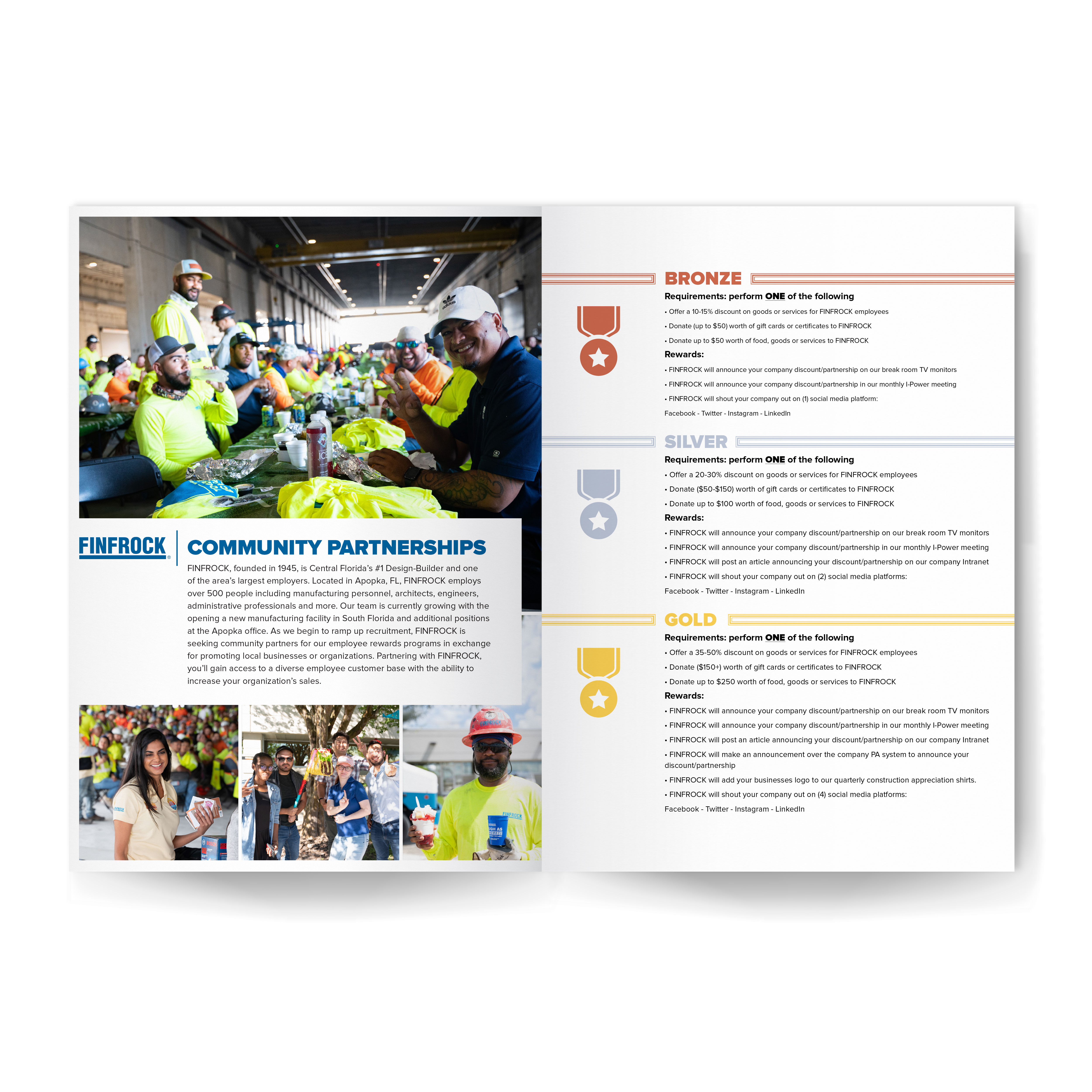 FINFROCK Community Partnerships brochure spread