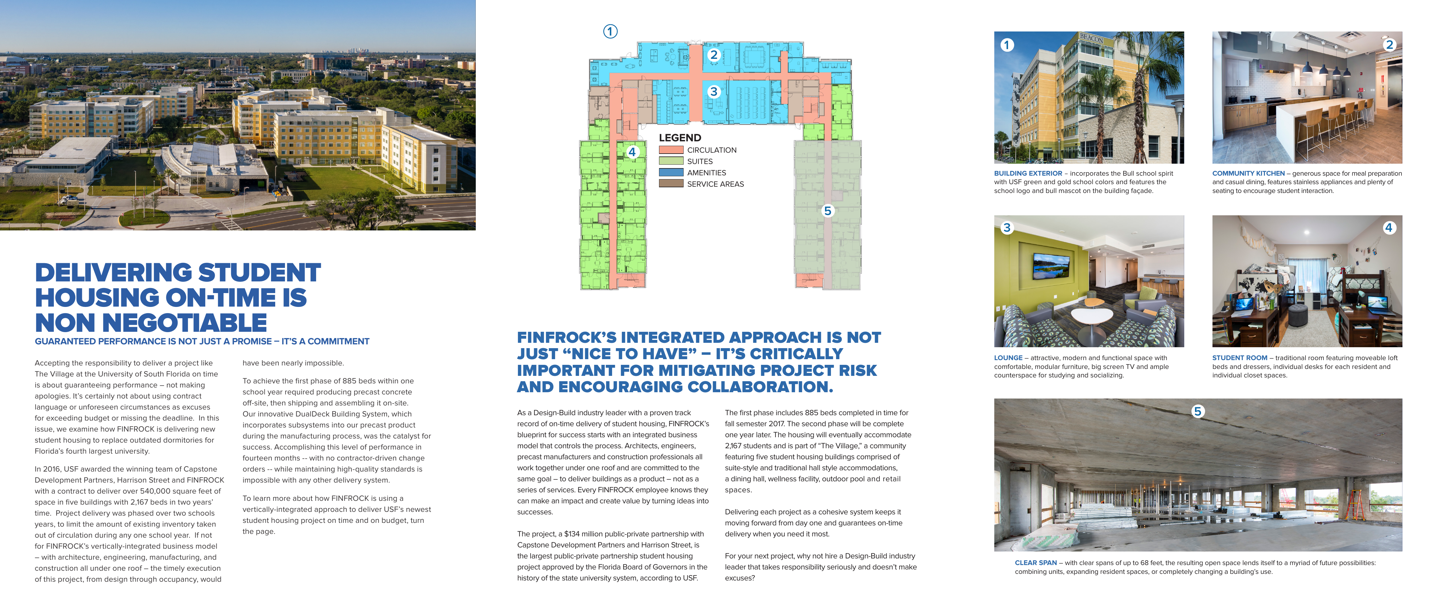 FINFROCK Solutions student-housing brochure inside panels