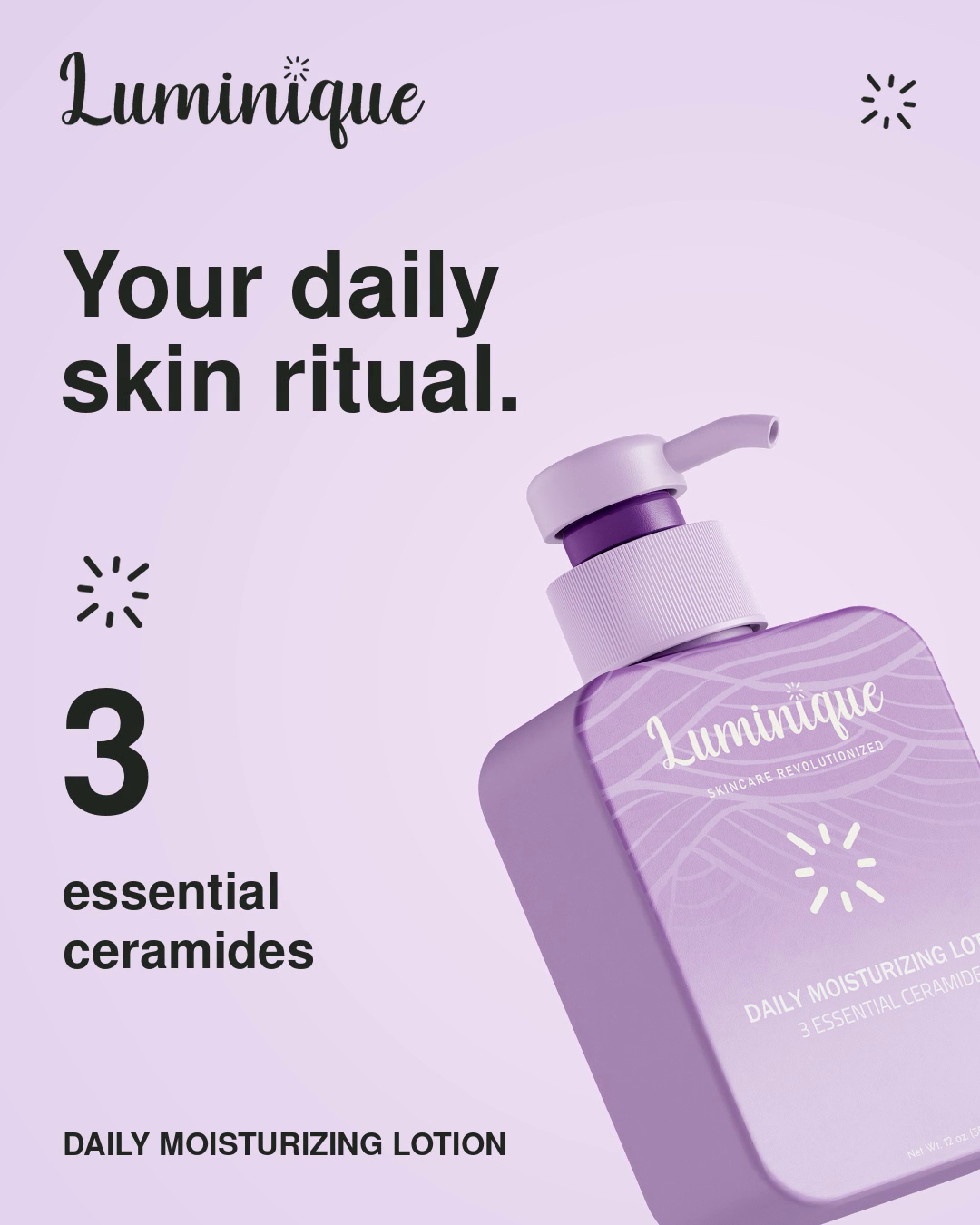 Luminique lotion body-care motion graphic cover