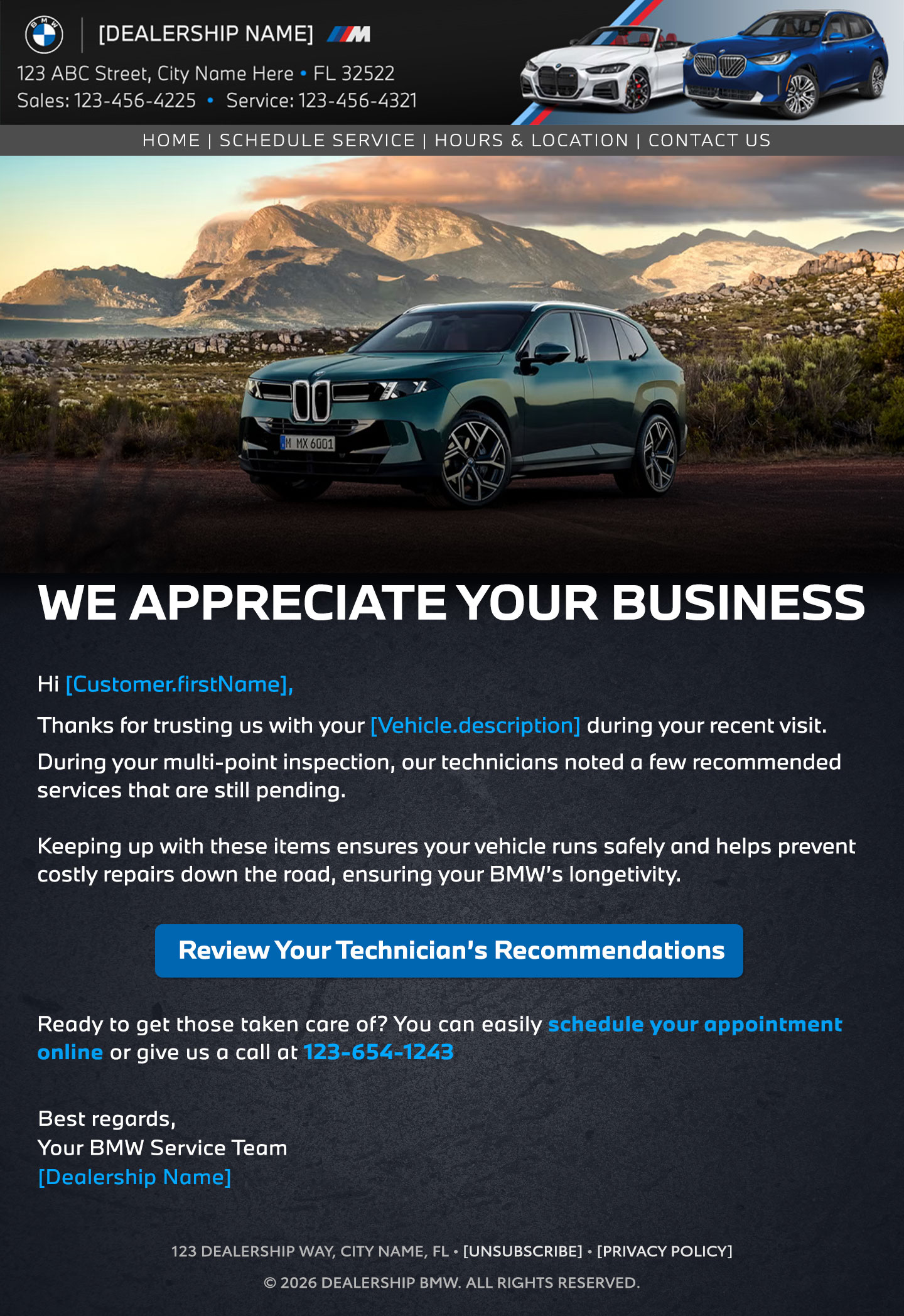 BMW declined service email campaign