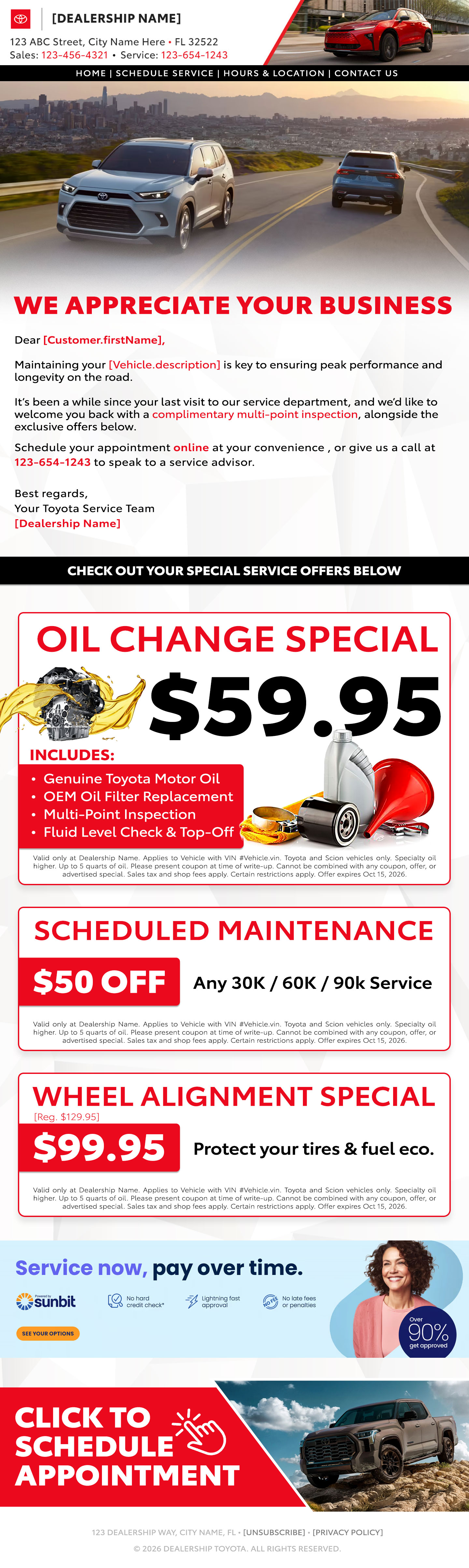 Toyota email campaign preview